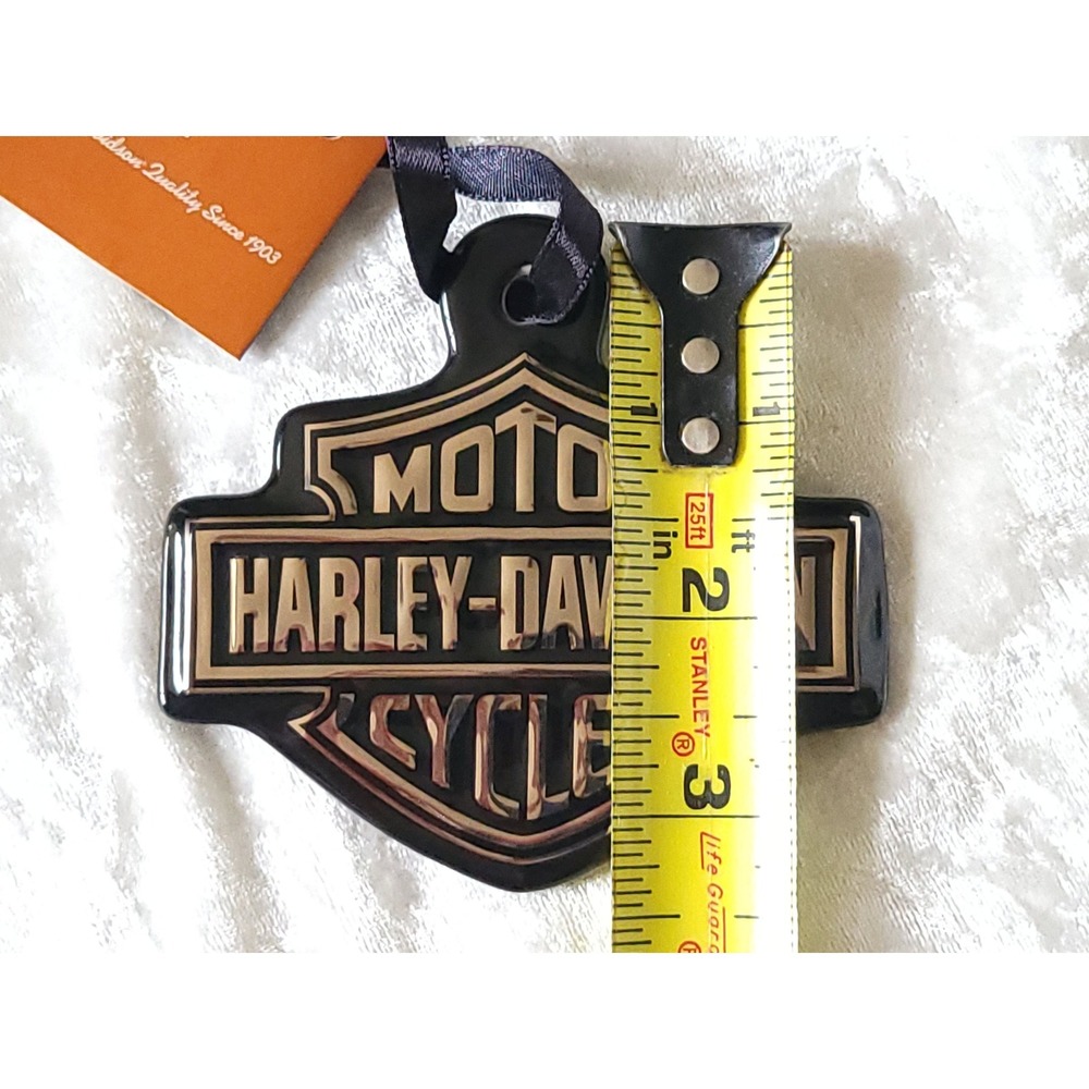 Harley Davidson Ceramic‎ Bar & Shield Biker Ornament Black & Silver large NWT - Picture 7 of 7